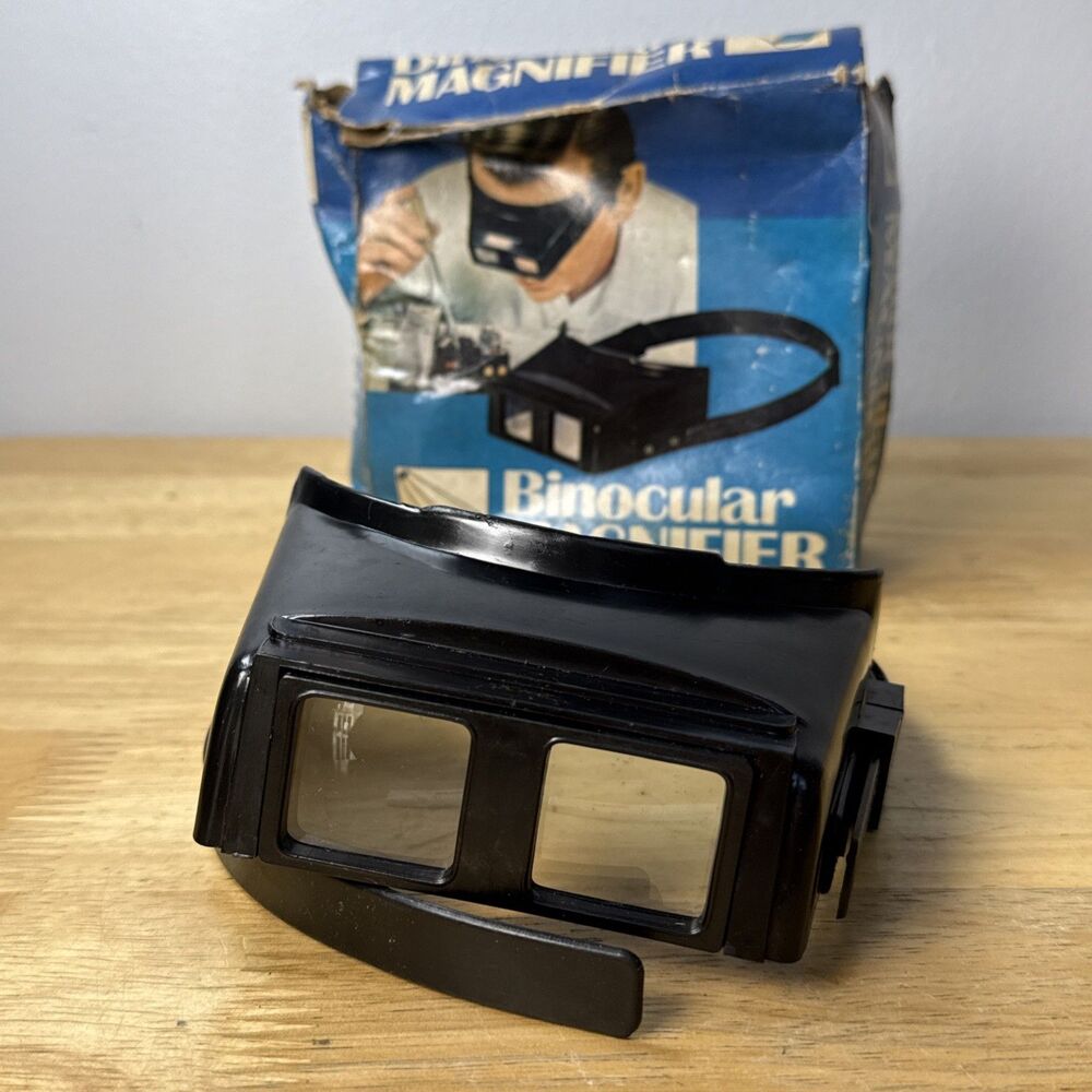 Vintage Binocular Magnifier Adjustable Headband Black Magnification